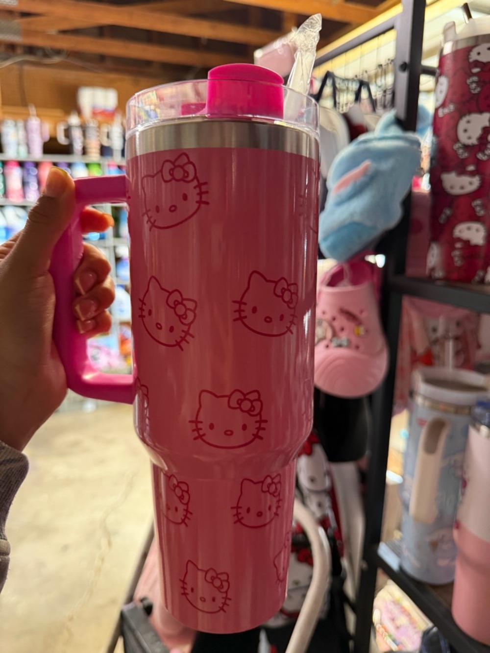Sanrio Hello Kitty Hot Pink Travel Tumbler with Handle